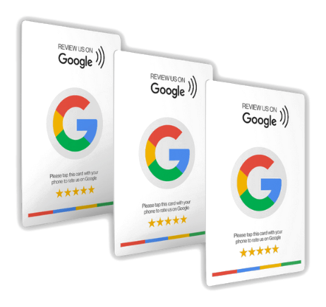 Voorbeeld van Google Review NFC kaarten